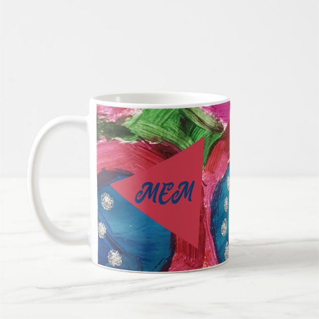 Vivid Magenta and Blue Abstract Coffee Mug (Left)