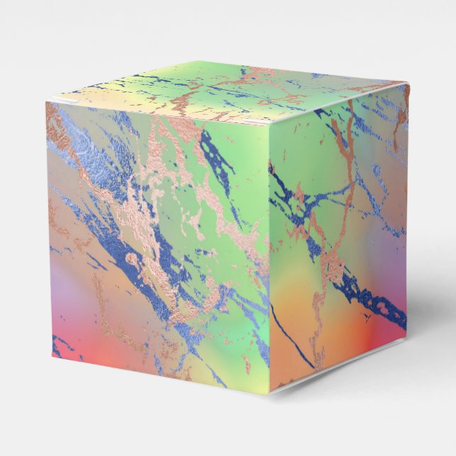 Vivid Marble | Colourful Bold Pastel Watercolor Favor Box (Front Side)