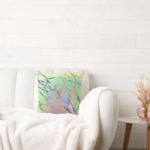 Vivid Marble   Colourful Bold Pastel Watercolor Throw Pillow