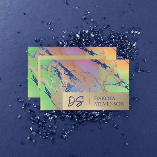 Vivid Marble Colourful Bold Watercolor Monogram Business Card