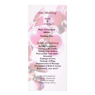 Vivid Maroon Phalaenopsis Orchids Wedding Program