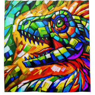 Vivid Mosaic Dinosaur Portrait