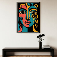 Vivid multicolor cubist abstract face art