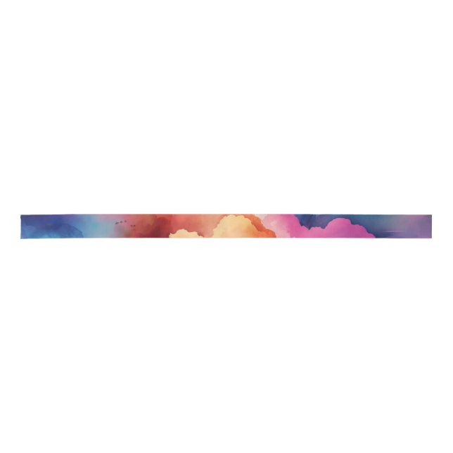 Vivid Multicolor Watercolor Ribbon Satin Ribbon (Front)