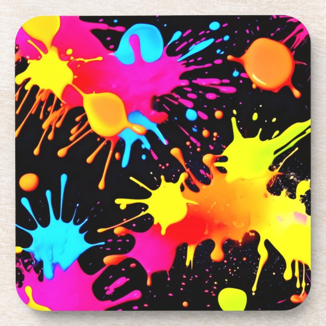 Vivid Neon Abstract Art in Motion Coaster (Front)