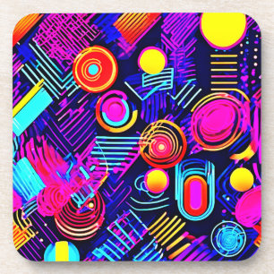 Vivid Neon Abstract Pattern Coaster