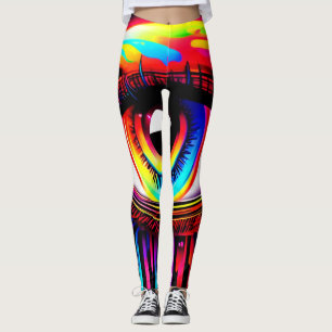 Vivid Neon Eye with Melting Colours Leggings