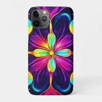 Vivid Neon Floral Mandala Art