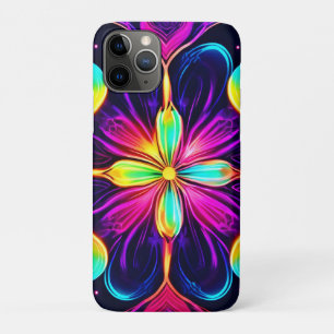 Vivid Neon Floral Mandala Art iPhone 11 Pro Case