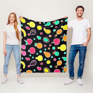 Vivid Neon Fruitful Pattern Fleece Blanket