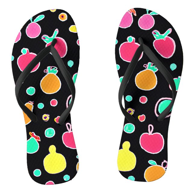 Vivid Neon Fruitful Pattern Flip Flops (Footbed)