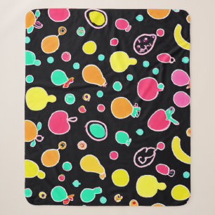 Vivid Neon Fruitful Pattern Sherpa Blanket