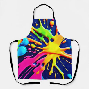 Vivid Neon Splashes Apron