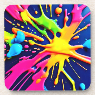 Vivid Neon Splashes Coaster