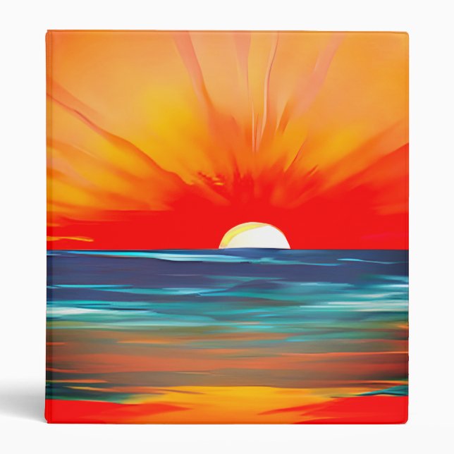 Vivid Ocean Sunset in Orange and Blue Binder (Front)