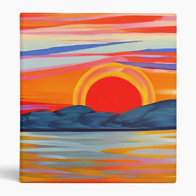 Vivid Ocean Sunset Over Mountains Binder (Front)