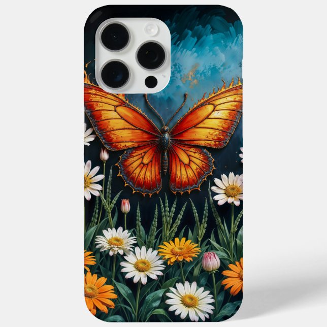 Vivid orange insect butterfly chamomile flowers Case-Mate iPhone case (Back)