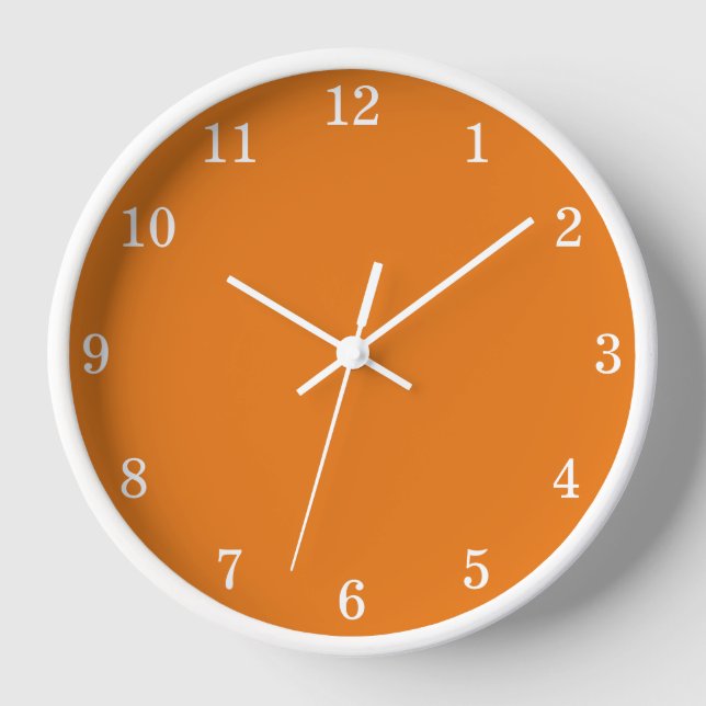 Vivid Orange Minimalist Wall Clock (Front)