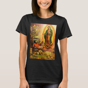 Vivid Our Lady of Guadalupe Pretty Women's Black T-Shirt