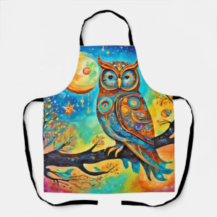 Vivid Owl Celestials: Wonder and Magic Apron