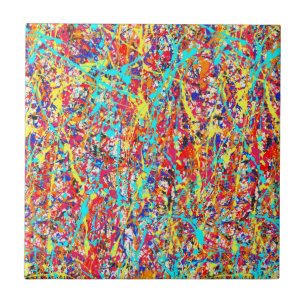 Vivid Paint Splatter Abstract Tile