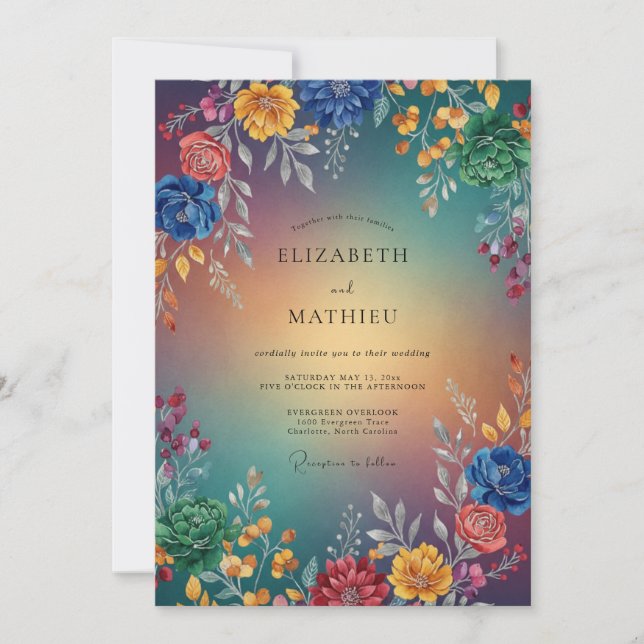 Vivid Painted Wildflower Wedding Invitation (Front)