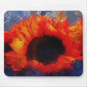 Vivid Painterly Orange Sunflowers Mouse Pad