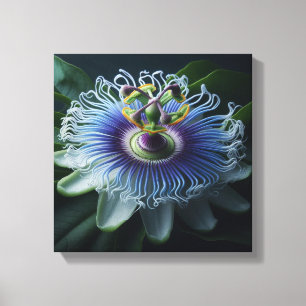 Vivid Passionflower Macro Radiant Purple white Canvas Print