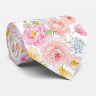 Vivid Pastel Flowers Neck Tie