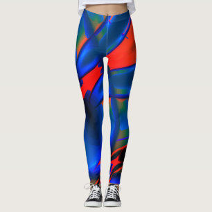 Vivid peach cropped digital paint magnification leggings