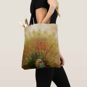 Vivid Peacock Fan Tote Bag
