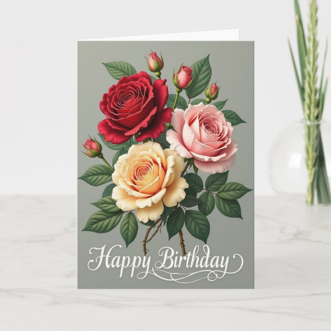 Vivid Petal Birthday Card (Front)