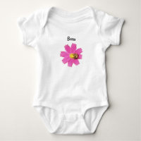 Vivid Pink Cosmos Flower with a Bee Personalized