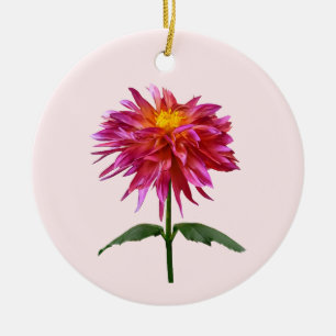 Vivid Pink Dahlia Ceramic Ornament