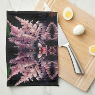 Vivid Pink Flowers Close Up Abstract Pattern Kitchen Towel