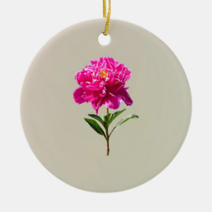 Vivid Pink Peony Ceramic Ornament