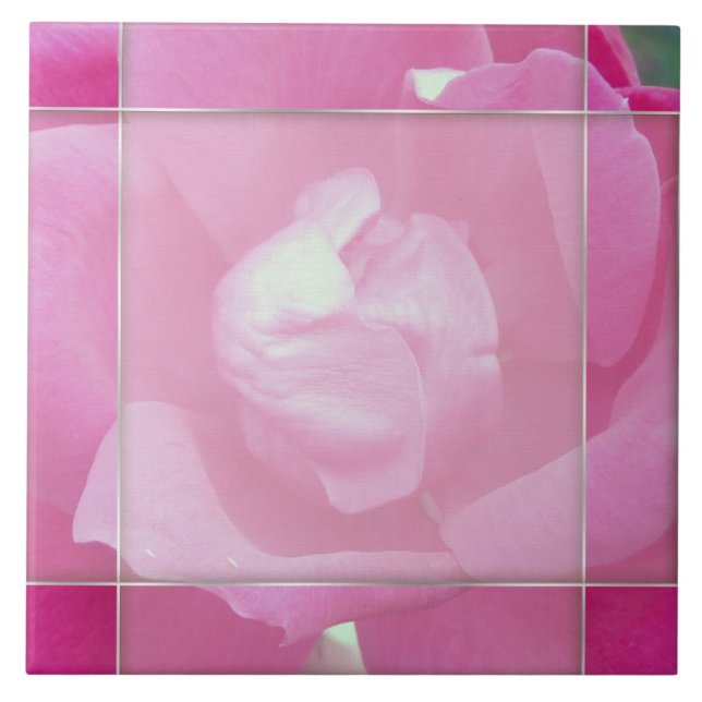 Vivid Pink Rose 2 Photo Ceramic Tiles (Front)