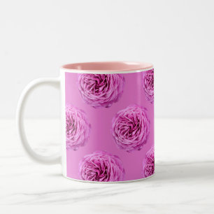 Vivid Pink Rose Cutout Two-Tone Coffee Mug