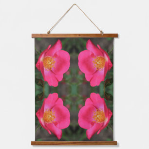 Vivid Pink Rose Petals Abstract Floral Art Hanging Tapestry
