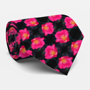 Vivid Pink Rose Petals Abstract Floral Pattern     Tie