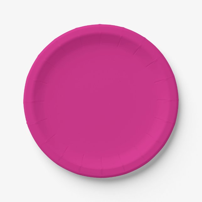 Vivid Pink Solid Colour Paper Plate (Front)
