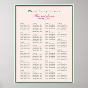 Vivid Pink Wedding Seating Chart