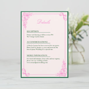 Vivid Pink Y2K Anime Gothic Cat Wedding Details Invitation