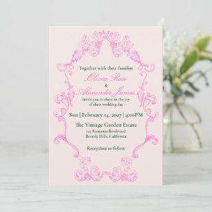 Vivid Pink Y2K Anime Gothic Cat Wedding Invitation