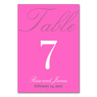 Vivid Pink Y2K Gothic Wedding Table Number