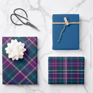 Vivid Purple, Green & Blue Plaid Wrapping Paper Sheet