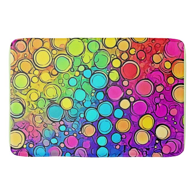 Vivid Rainbow Bubble Abstraction Bath Mat (Front)