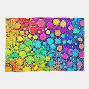 Vivid Rainbow Bubble Abstraction Kitchen Towel