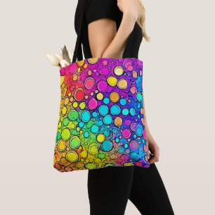 Vivid Rainbow Bubble Abstraction Tote Bag