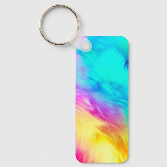 Vivid Rainbow Fluffy Fur Texture-75201 Keychain (Front)